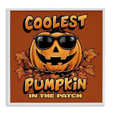 Imagem de Stupell Industries Design de arte de parede giclée emoldurado com abóbora mais legal com óculos de sol por Jedco Brands, Inc., moldura branca, 61 x 61 cm