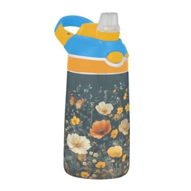 Imagem de Blueangle Garrafa de água floral vermelha de 473 ml, garrafa de viagem e esportes Tritan reutilizável com canudo e design de tampa de bico pop-up (45)