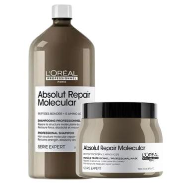Imagem de Kit loreal absolut repair molecular shampoo 1500ml+mascara 500gr