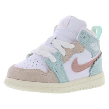 Imagem de Tênis infantil Air Jordan 1 Mid SE Branco/Rosa Oxford-Jade Ice DZ5360 100 TD, Branco/Rosa Oxford-Jade Ic, 6 Toddler