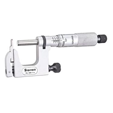 Imagem de starrett 577 MXP micrómetro, simples Dedal, Carbide Rostos, 0 25 mm Range, 0,01 mm de formatura, acabamento Completo afunilada moldura