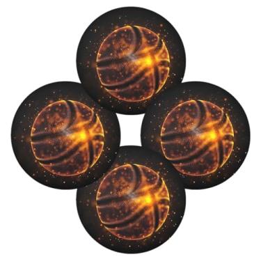 Imagem de Wassud Jogo americano conjunto de 4 tapetes de mesa redondos de basquete dourados para cozinha e jantar, laváveis e resistentes ao calor, decoração de mesa 39 cm