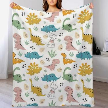 Imagem de Cobertor fofo de dinossauro, cobertor felpudo, cobertor de flanela ultramacio e aconchegante, cobertores de lã leves para cama, sofá, 127 x 152 cm