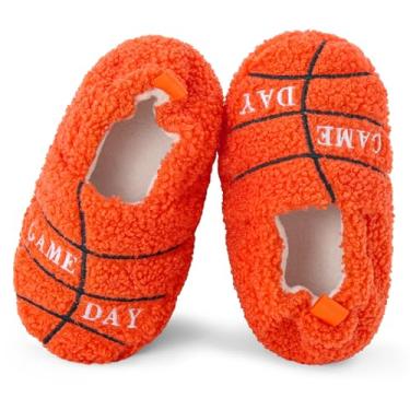 Imagem de KAKU NANU Chinelos infantis fofos de desenhos animados de animais para meninas e meninos chinelos de lã quente para uso doméstico de inverno, Laranja neon, 9-10 Toddler