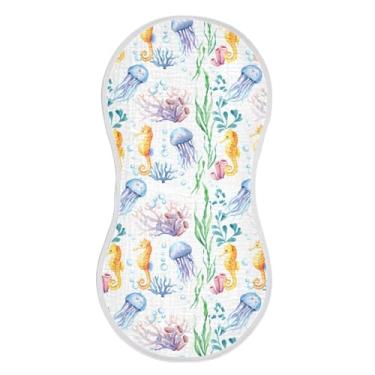 Imagem de xigua Conjunto de 1 panos para arrotar musselina Marine Life, panos super macios e absorventes, roupas de arroto de algodão, presente de chá para recém-nascidos, bebês meninas e meninos