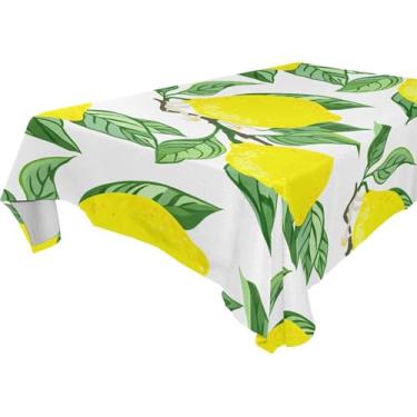 Imagem de Burbuja Toalha de mesa de limão, toalha de mesa quadrada anti-rugas grossa para decoração de jantar, cozinha, festa, 152 x 152 cm