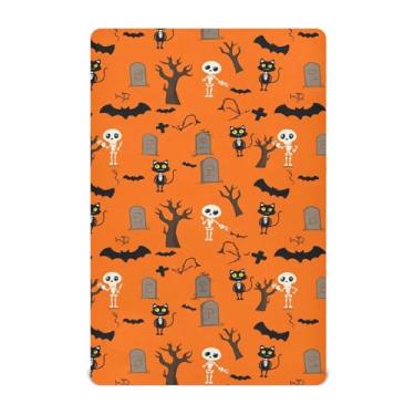 Imagem de Burbuja Lençol de berço com esqueletos divertidos para meninos e meninas, lençol com elástico 71 x 132 cm para colchões de berço padrão e infantil, macio e respirável