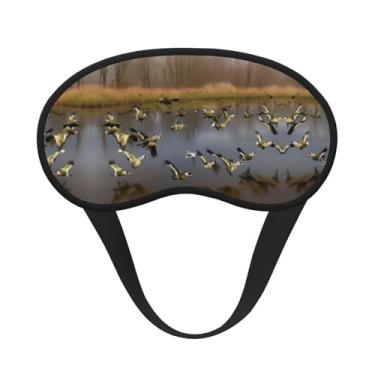 Imagem de Máscara de dormir blackout com estampa de patos selvagens de caça voando, máscara para os olhos, leve, macia, para dormir, meditação, viagem, ioga