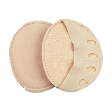 Imagem de Protetor de Pé Almofada para Salto Alto, Preto e Bege, Tecido de Algodão Macio, 8,5 x 9,5 cm, Absorvente de Suor, Separador de Dedos, 1 Par