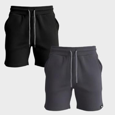 Imagem de Kit 2 Bermudas Masculina Moletinho Short Moletom Dagg Algodão Lisa Com