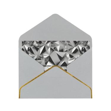 Imagem de Cartões comemorativos geométricos prateados para todas as ocasiões, convites de festa de aniversário de casamento, 12,7 x 15,2 cm