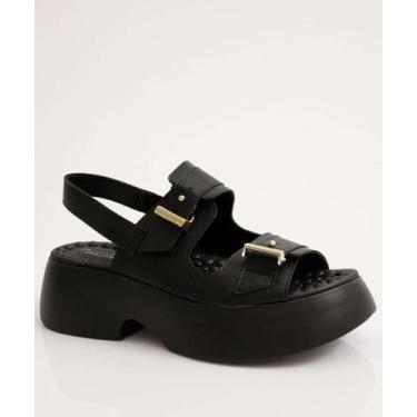 Imagem de Sandália Flatform Feminina Fivela Modare-72080, 35, Preto