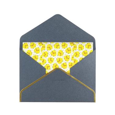 Imagem de SKKNT Cartões de felicitações com estampa de frango amarelo para todas as ocasiões, convites de festa de aniversário de casamento, 12,7 x 15,2 cm