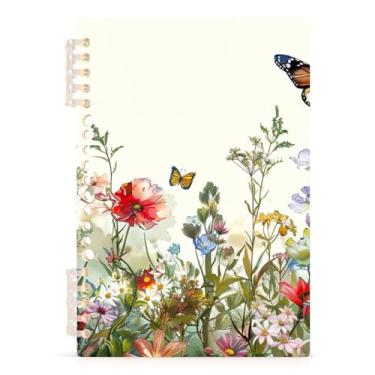 Imagem de Burbuja Caderno Wildflowers, papel pautado universitário A5 com 60 folhas, fichário para escritório, 1 pacote