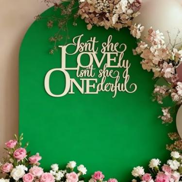 Imagem de Isnt She Lovely isnt She Onederful Sinal para decoração de pano de fundo de 1º aniversário, faixa de madeira de primeiro aniversário para festa de festa única, menina de aniversário onderful