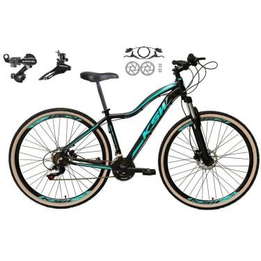 Imagem de Bicicleta Feminina Aro 29 Ksw Mwza Alumínio 24v Cambios Shimano Freio A Disco Hidraulico preto-Azul Tam: 15