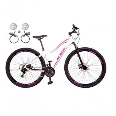 Imagem de Bicicleta Aro 29 Ksw Mwza Feminina Alumínio 21v Freio Hidraulico Garfo Suspensão Mtb branco-rosa Tam: 15