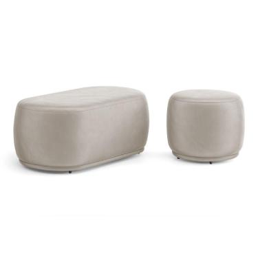 Imagem de Conjunto 02 Puffs Decorativos Orgânicos Molly Veludo Bege - Desk Design