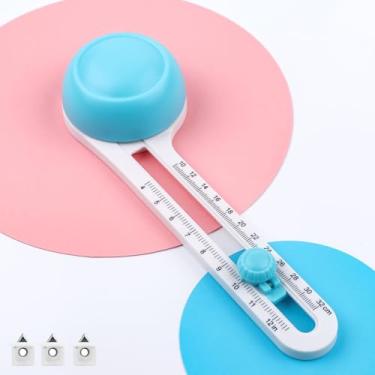 Imagem de Cortador de papel circular, ajustável, redondo, cortador de papel, com 3 lâminas substituíveis, ferramenta de corte circular de 360 graus, corta círculos de 10 a 30 cm para scrapbooks, artesanato DIY