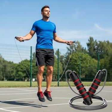 Imagem de Corda de pular ajustável de velocidade rápida para homens, cordas de treinamento físico com cabo de aço sem emaranhamento para academia em casa