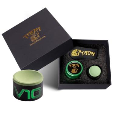 Imagem de YEUEK TAOM Suporte de giz de piscina em formato redondo prático acessórios de bilhar mini estojo magnético com ponta de giz recipiente caixa redonda de bilhar, ferramenta de ponta de taco modelador