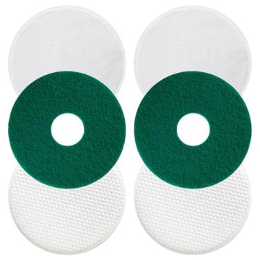 Imagem de Pacote com 6 almofadas de 30,5 cm compatíveis com máquina de esfregar orbitador Oreck Commercial 550MC, capô de carpete de microfibra, almofada amortecedora de piso para limpeza profunda de azulejos e