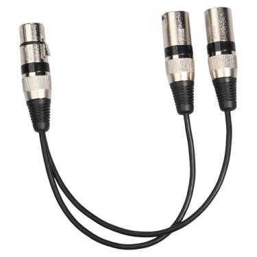 Imagem de menolana Cabo divisor balanceado para microfone, cabo Y de alta resistência e flexível com 1 conector XLR fêmea para 2 conectores XLR macho, Preto
