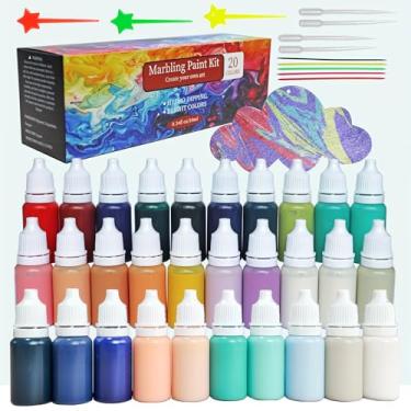 Imagem de Kit de pintura de marmorização de água costeira de 41 peças, tinta de água costeira para artesanato, artesanato com padrão de mármore turco, kit de arte em aquarela creme para decoração de jardim
