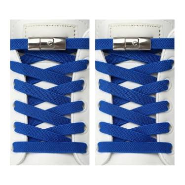 Imagem de KJML DIY Cadarços elásticos sem gravata para adultos, cadarços para tênis, sem amarrar, cadarços para crianças, cadarços elásticos sem cadarço, Azul royal, elastic shoe laces