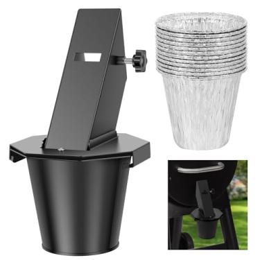 Imagem de Balde de graxa com tampa e 12 peças de forros, coletor de gordura para balde de gotejamento para defumador, compatível com Traeger, Pit Boss, Z Grills, Recteq e mais, baldes de graxa para grade de