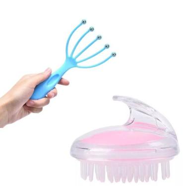 Imagem de Kit Massageador Capilar Escova de Silicone Capilar + Massageador Cafun