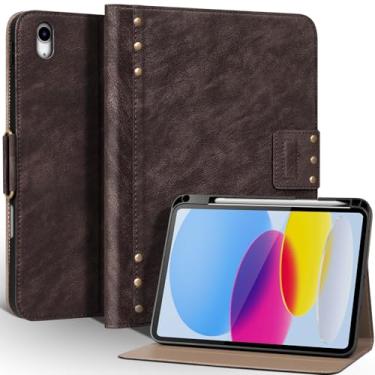 Imagem de Une Diffe Capa para iPad (A16) 11ª geração 2025, iPad 10ª geração 2022, capa protetora com suporte de lápis, fecho magnético, hibernar/despertar automático, antiarranhões, marrom escuro