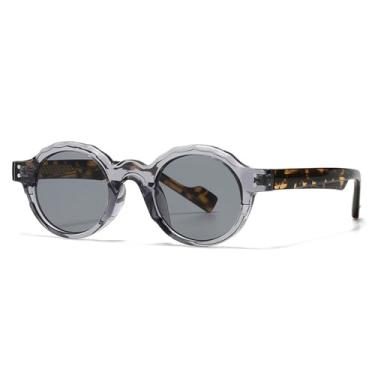 Imagem de Óculos de Sol UV400 - Rebites Redondos Punk Vermelho para Homens e Mulheres, Esportes ao Ar Livre, Corrida e Ciclismo, C4 Cinza e Preto