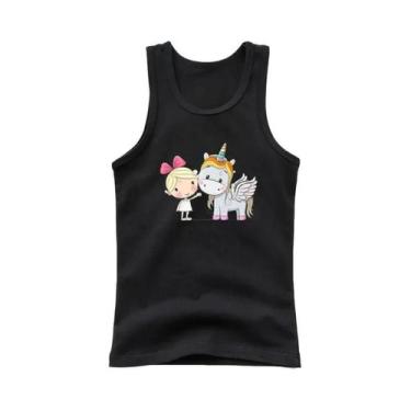 Imagem de Camiseta Regata Sem Mangas Para Meninas Com Estampa De Unicórnio Kawai