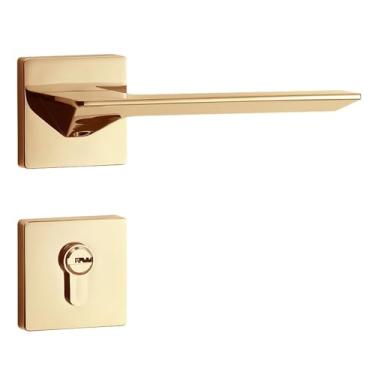 Imagem de VTGVVVTR Fechadura de porta interna para quarto, fechadura magnética silenciosa, dourada, dividida, moderna, simples, de madeira maciça (fechadura de porta silenciosa dourada)