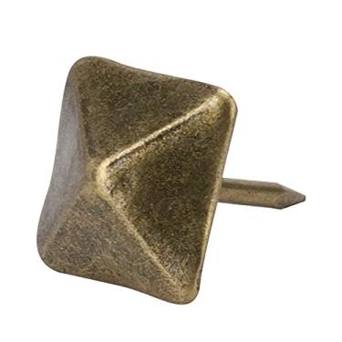 Imagem de Alomejor Tachas para Estofamento, 50 Peças de Pregos para Estofamento, Tachas Decorativas de Ferro Bronze Ciano retrô para Móveis e Artesanato Em Couro, (Comprimento lateral 14mm*Comprimento total