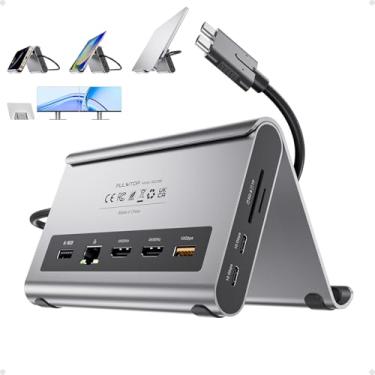 Imagem de Estação de ancoragem para MacBook Pro Dual Monitor 4K @60Hz para MacBook Pro/Air M3 Pro/M4, base para laptop PULWTOP USB C com 2 HDMI, PD, Ethernet, USB A/C 10 Gbps, áudio, SD/TF, USB 2.0