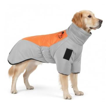 Imagem de Jaqueta de inverno para cães, impermeável com forro de lã, casaco quente ajustável para atividades ao ar livre em clima frio