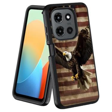 Imagem de stmedazm Capa para Moto G Stylus 5G 2025, capa protetora de corpo inteiro à prova de poeira e à prova de choque para Motorola Moto G Stylus 5G 2025, bandeira patriótica americana águia careca