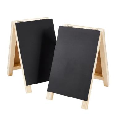 Imagem de GOMAKERER 4 peças de mini quadro-negro, 20 x 12 cm, mini quadro-negro dobrável de 20 x 12 cm, quadro negro de madeira para casamento, restaurante, menu, catering, eventos, decoração