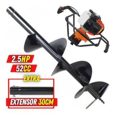 Imagem de Perfurador De Solo 52cc Broca 80x30cm Com Extensor De 30cm