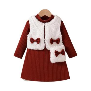 Imagem de Conjunto De Roupas Para Meninas De 1 a 6 Anos, Casaco De Cashmere Com 