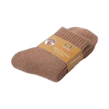 Imagem de Meias De Lã Merino Quentes Para O Inverno Femininas, Grossas, Térmicas