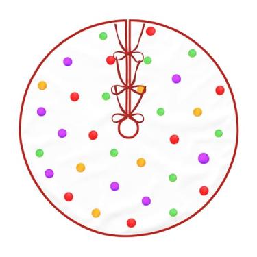 Imagem de Saia de árvore de Páscoa com design de pontos coloridos, saia de árvore de primavera para árvores pequenas e médias, tecido de poliéster macio, decorações de árvore de Páscoa para decoração de casa de