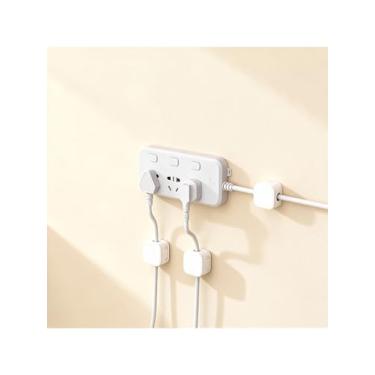 Imagem de Pacote com 6 clipes organizadores de cabos, adesivos brancos para gerenciamento de parede de mesa
