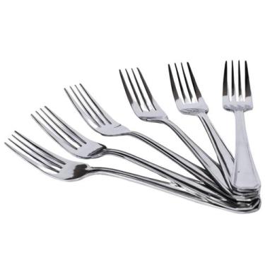 Imagem de conjunto de 6 garfo talher aço inox para cozinha restaurante refeição 