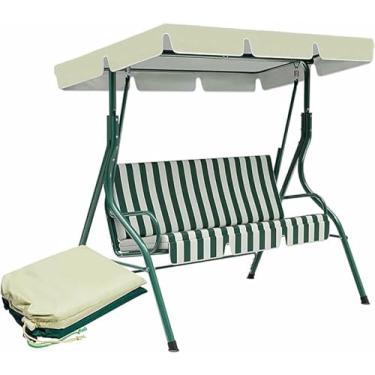 Imagem de Capa De Substituição Para Dossel De Balanço Ao Ar Livre De 2/3 Lugares E Capa De Almofada De Balanço, Cobertura Superior À Prova D'água Para Jardim, Cobertura De Toldo Para Proteção Contra O Sol ~/