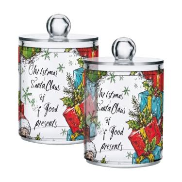 Imagem de xigua Pacote com 4 lindos suportes de Natal para bolas de algodão, cotonete – Frasco de plástico de boticário de armazenamento versátil transparente de 4 ml para banheiro e organização de