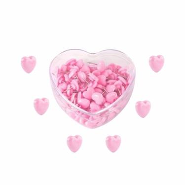 Imagem de Pinos de pressão de coração, pregos de quadro de cortiça para decoração de escritório/casa - Pinos decorativos duráveis para quadro de avisos, fotos, notas, artesanato DIY, quadro de cortiça macio