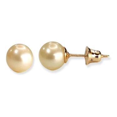 Imagem de Brinco De Pérola 5mm Em Ouro 18k Natural Agua Doce - Aea Joias, Amarel